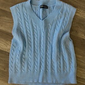 Light Blue SOFT Cable Knit Sweater Vest